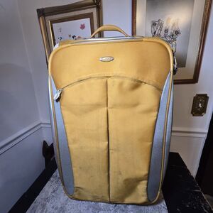 Rare TUMI T3 Yellow Silver Nylon Expandable Wheeled travel luggage Trolley Read*